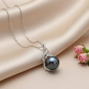 Luxury Tahitian Black Pearl Necklace for Women (11–12mm)