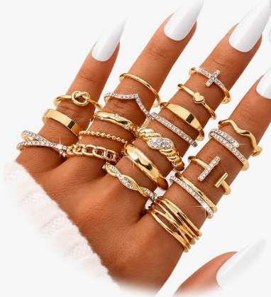 Luxury Gold Stackable Ring Set for Women