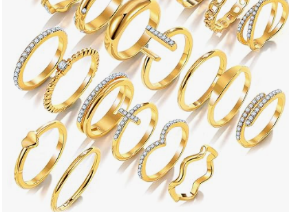Luxury Gold Stackable Ring Set for Women - Image 3